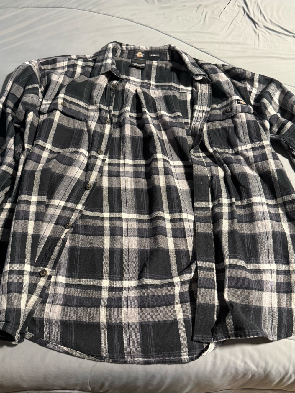 Dickies Blue and White Plaid Shirt